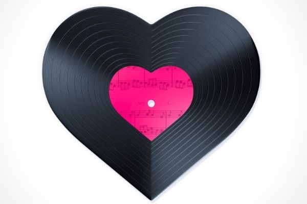 record shaped like a heart